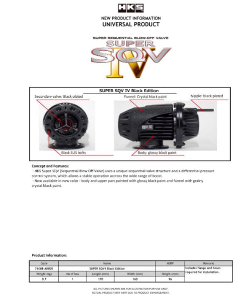 HKS SQV IV BLACK EDITION blow off valve 2020+ Explorer ST  *FREE SHIPPING*