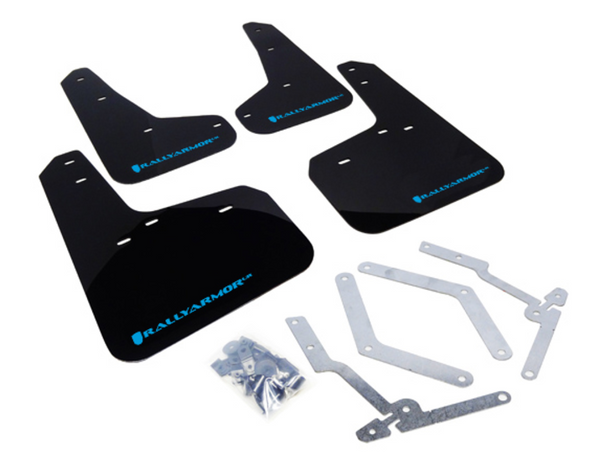 Rally Armor 13-16 Ford Focus ST /16-17 Focus RS UR Black Mud Flap with Nitrous Blue Logo *FREE SHIPPING*